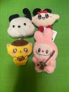 No Boundaries Plush Keychain Lot - White, Black, Pink, Yellow, Red